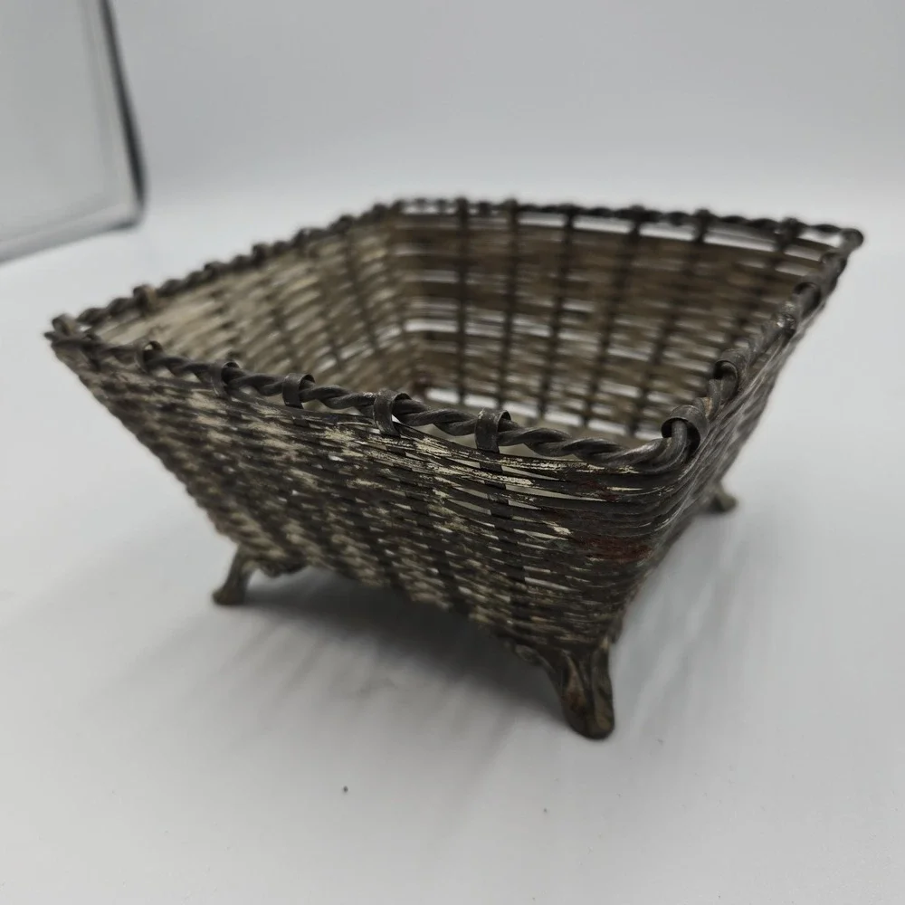 VTG Brass Square Woven Basket‎ 5.25